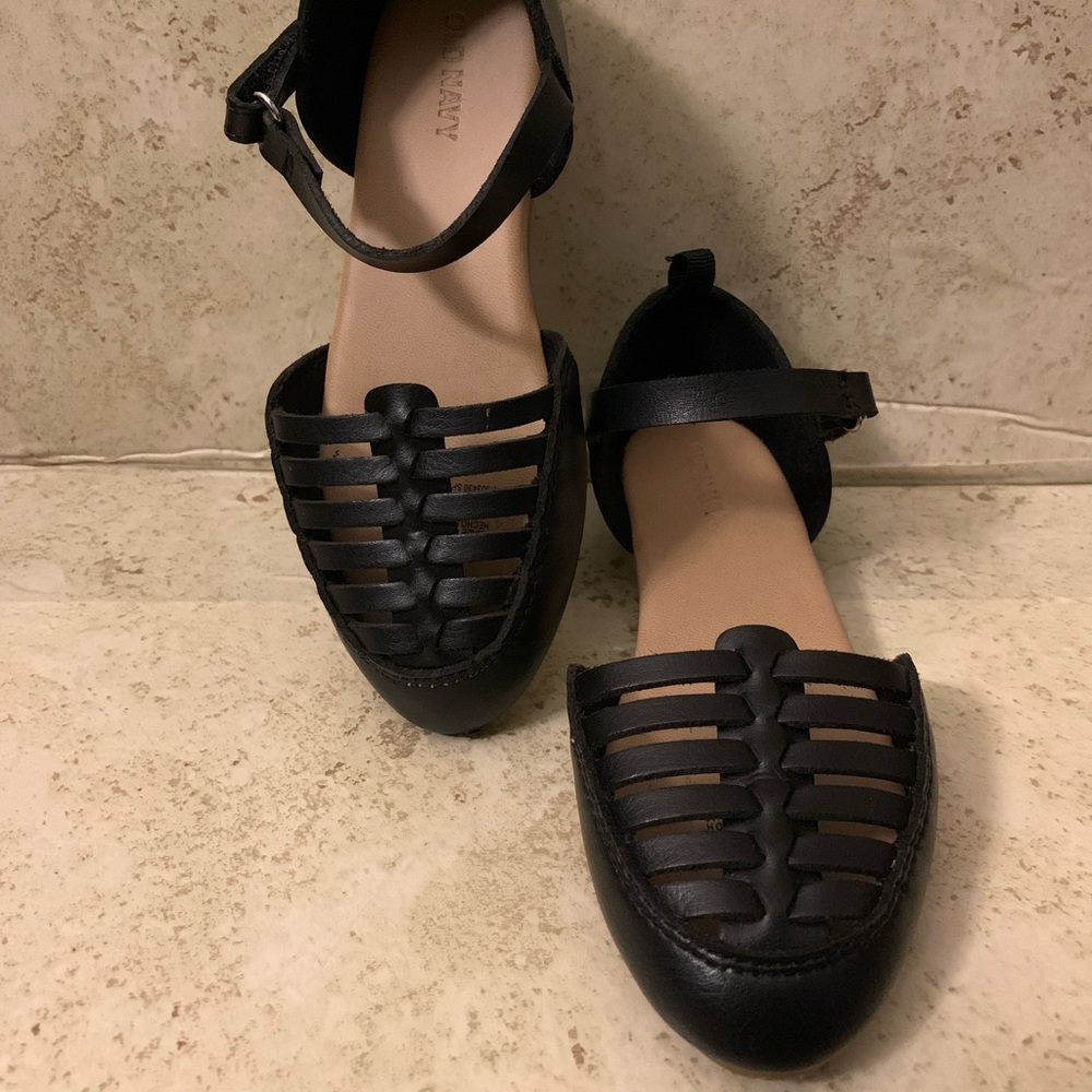 Toddler girl Faux-Leather Ankle-Strap Flats sz 11c
